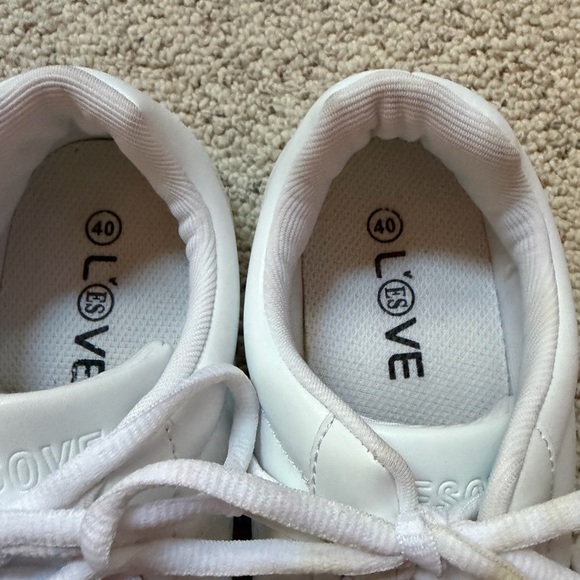 Lesove White Athletic Sneakers with Laces Sz 40 Sz 9 - Picture 4 of 6